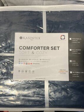 Cozy 2-Tone Reversible Ultra Soft Heavy Comforter Set, Dark Blue/Light Blue, Kin